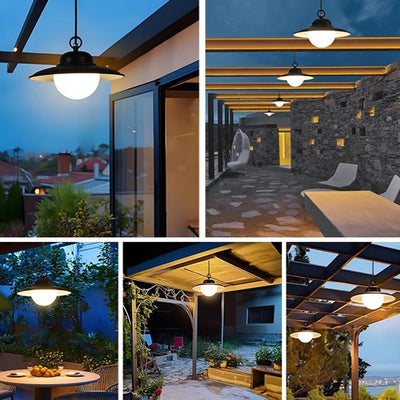 Contemporary Industrial Waterproof Solar Aluminum PC Round LED Pendant Light For Garden