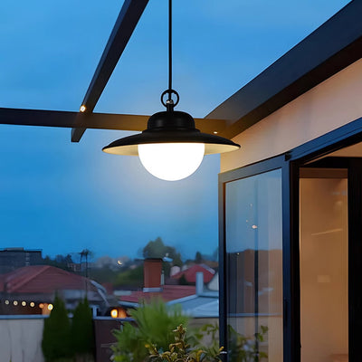 Contemporary Industrial Waterproof Solar Aluminum PC Round LED Pendant Light For Garden