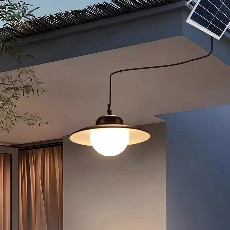 Contemporary Industrial Waterproof Solar Aluminum PC Round LED Pendant Light For Garden