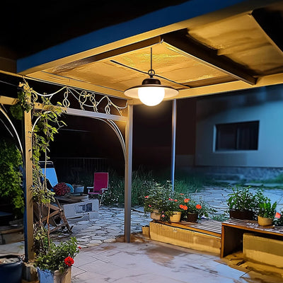 Contemporary Industrial Waterproof Solar Aluminum PC Round LED Pendant Light For Garden