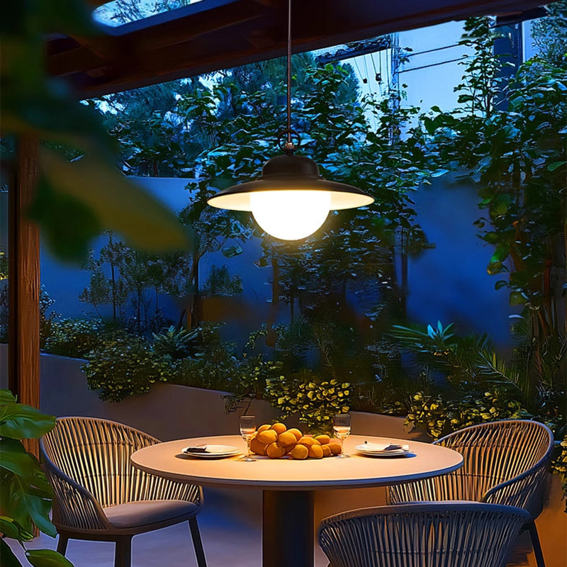 Contemporary Industrial Waterproof Solar Aluminum PC Round LED Pendant Light For Garden