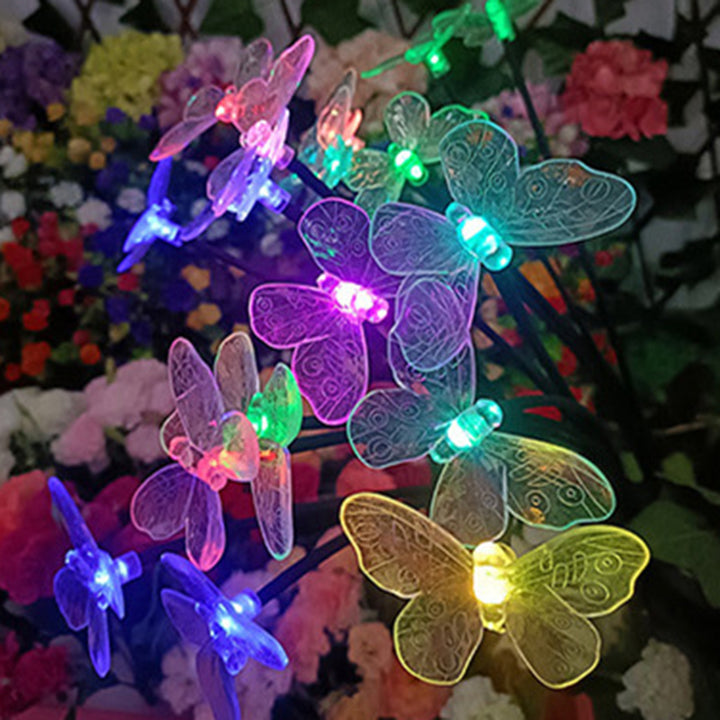 Moderne Art Deco wasserdichte Solar-PVC-Edelstahl-Schmetterlings-LED-Landschaftsbeleuchtung Außenleuchte für Außenpatio 