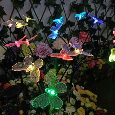 Moderne Art Deco wasserdichte Solar-PVC-Edelstahl-Schmetterlings-LED-Landschaftsbeleuchtung Außenleuchte für Außenpatio 
