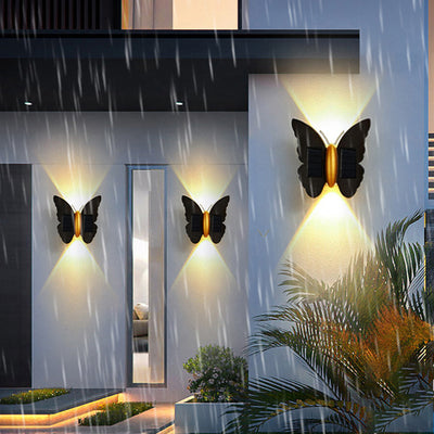 Moderne Art Deco Wasserdichte Solar-ABS-Kunststoff-Schmetterlings-LED-Wandleuchte Für Den Außenbereich 