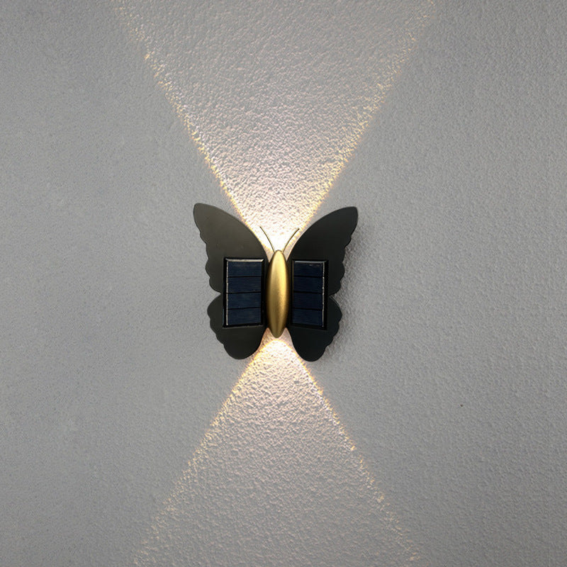 Moderne Art Deco Wasserdichte Solar-ABS-Kunststoff-Schmetterlings-LED-Wandleuchte Für Den Außenbereich 