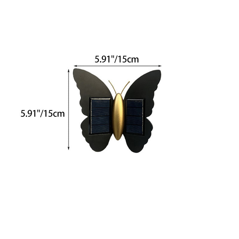 Lampe murale LED papillon en plastique ABS solaire étanche Art déco moderne pour patio extérieur 