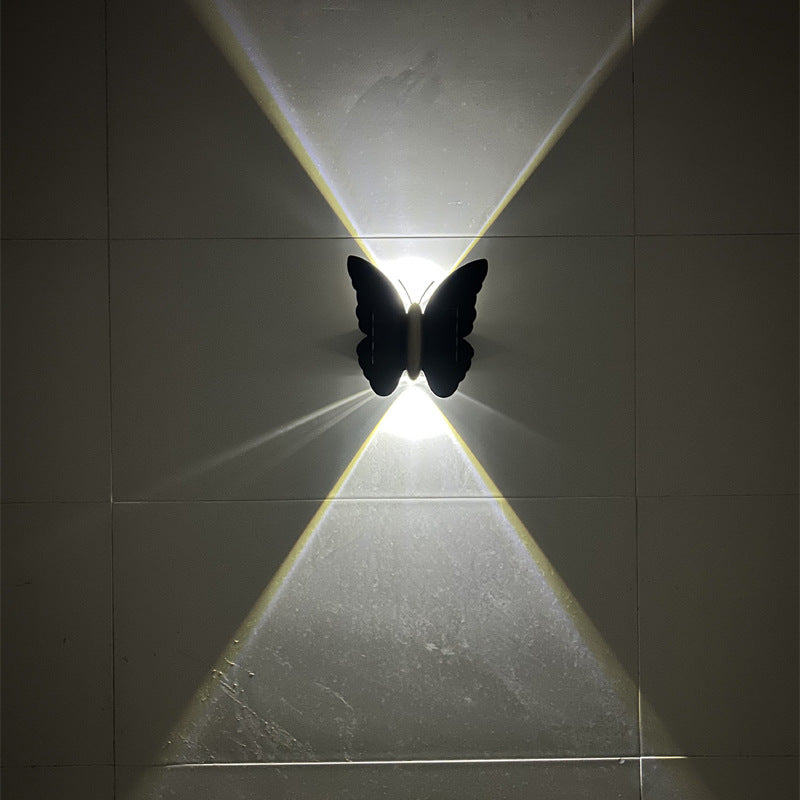 Moderne Art Deco Wasserdichte Solar-ABS-Kunststoff-Schmetterlings-LED-Wandleuchte Für Den Außenbereich 