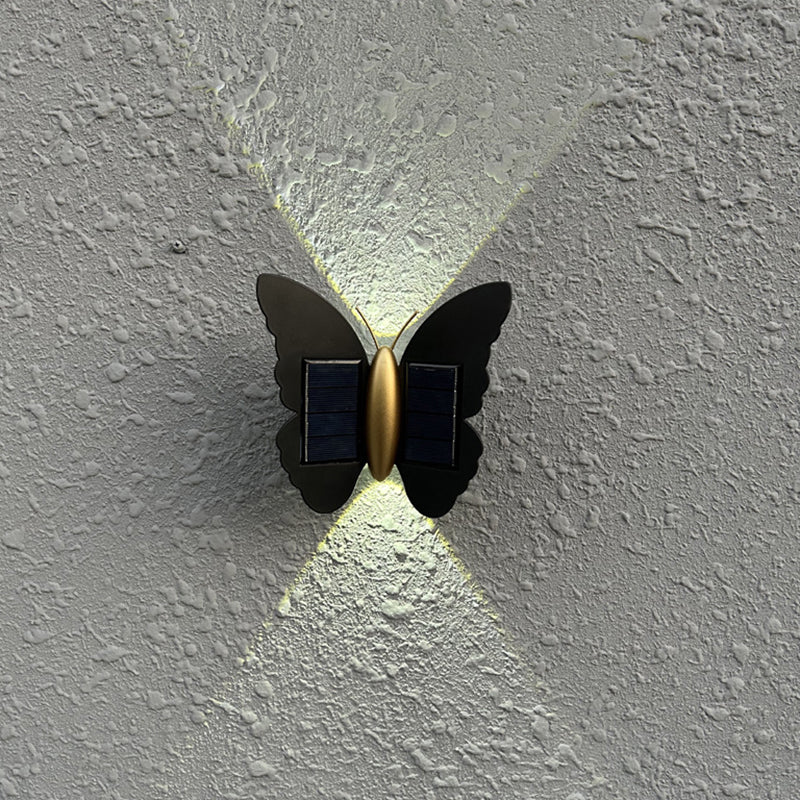 Moderne Art Deco Wasserdichte Solar-ABS-Kunststoff-Schmetterlings-LED-Wandleuchte Für Den Außenbereich 
