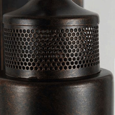 Traditional Rustic Iron Glass Cylinder 1-Light Wall Sconce Lamp For Hallway