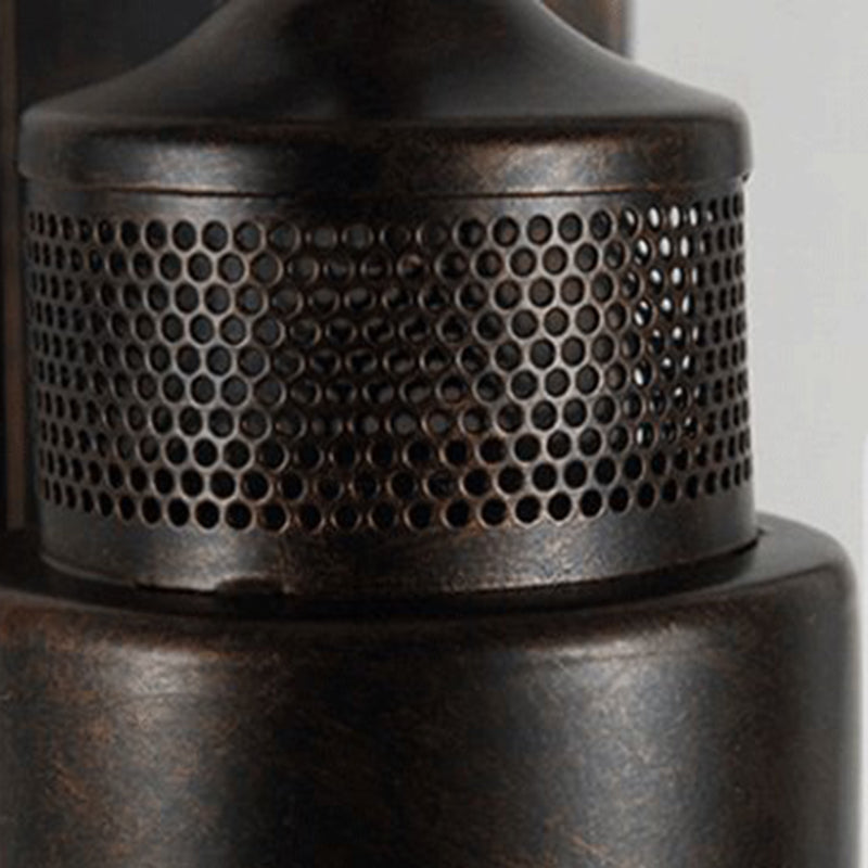 Traditional Rustic Iron Glass Cylinder 1-Light Wall Sconce Lamp For Hallway