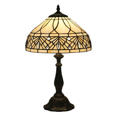 Zeitgenössische Tiffany Harz Metall Glas Regenschirmform 1-Licht Tischlampe für Schlafzimmer 