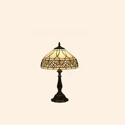 Zeitgenössische Tiffany Harz Metall Glas Regenschirmform 1-Licht Tischlampe für Schlafzimmer 