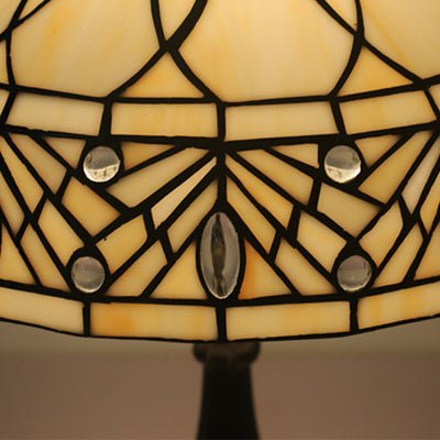 Zeitgenössische Tiffany Harz Metall Glas Regenschirmform 1-Licht Tischlampe für Schlafzimmer 