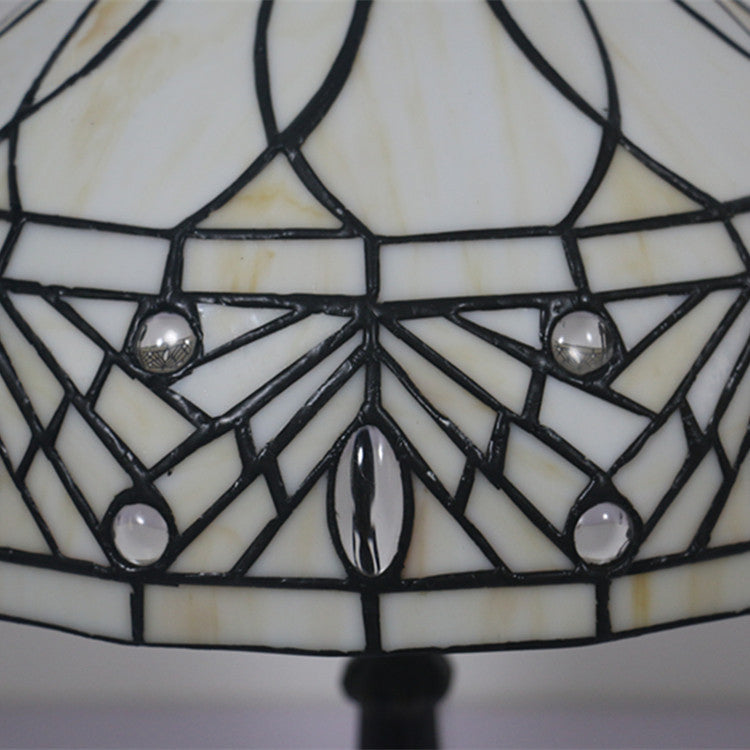 Zeitgenössische Tiffany Harz Metall Glas Regenschirmform 1-Licht Tischlampe für Schlafzimmer 
