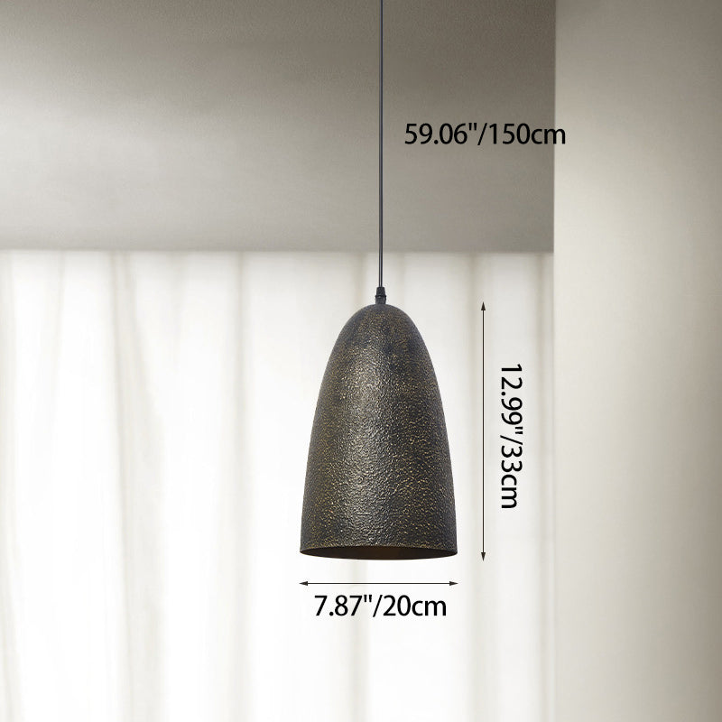 Traditional Japanese Steel Iron Round 1-Light Pendant Light For Bedroom