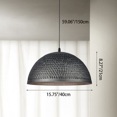Traditional Japanese Steel Iron Round 1-Light Pendant Light For Bedroom