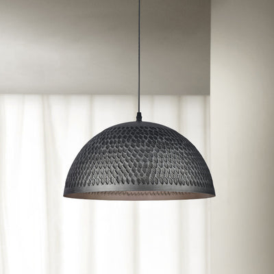 Traditional Japanese Steel Iron Round 1-Light Pendant Light For Bedroom