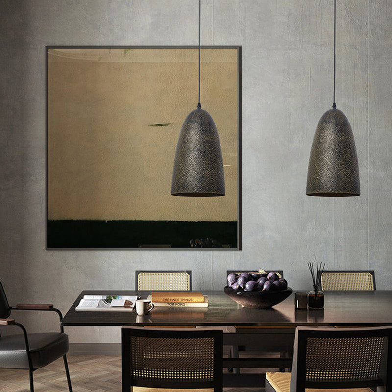 Traditional Japanese Steel Iron Round 1-Light Pendant Light For Bedroom