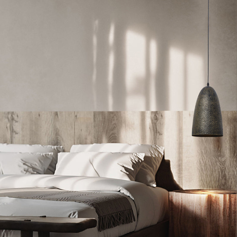 Traditional Japanese Steel Iron Round 1-Light Pendant Light For Bedroom