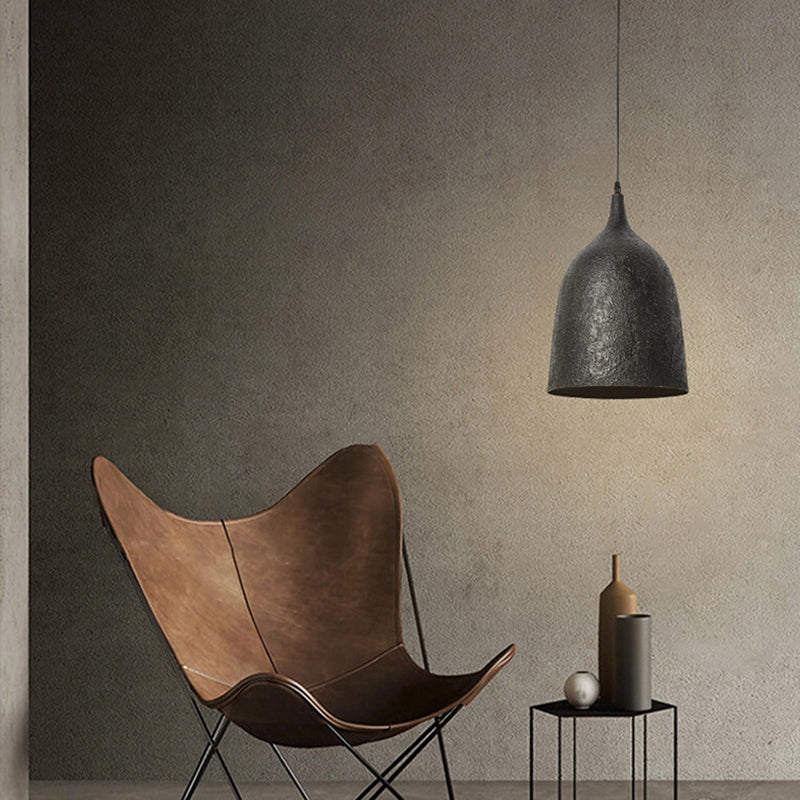 Traditional Japanese Steel Iron Round 1-Light Pendant Light For Bedroom