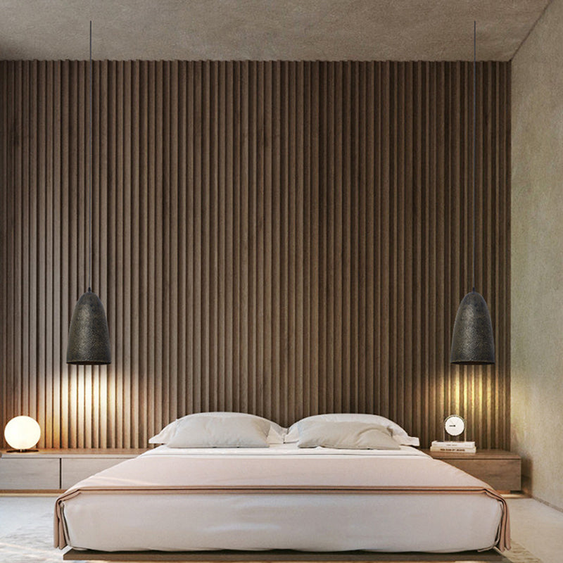 Traditional Japanese Steel Iron Round 1-Light Pendant Light For Bedroom