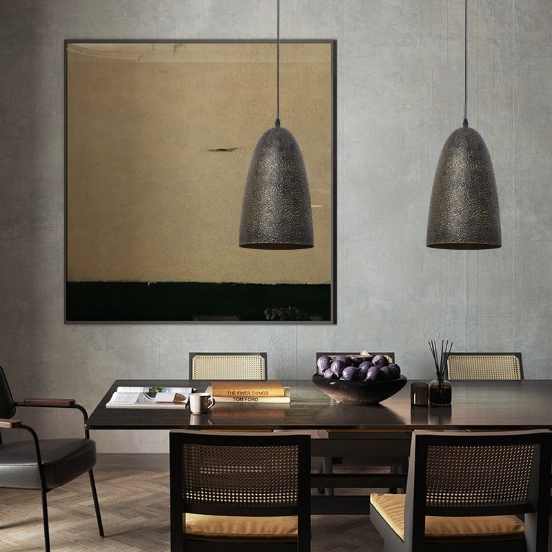 Traditional Japanese Steel Iron Round 1-Light Pendant Light For Bedroom