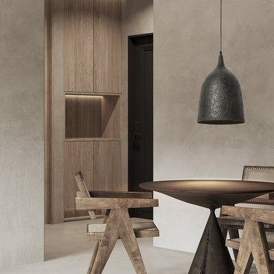 Traditional Japanese Steel Iron Round 1-Light Pendant Light For Bedroom