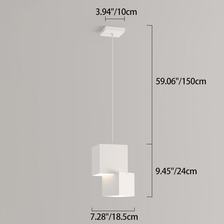 Modern Minimalist Aluminum Iron Square LED Pendant Light For Bedroom
