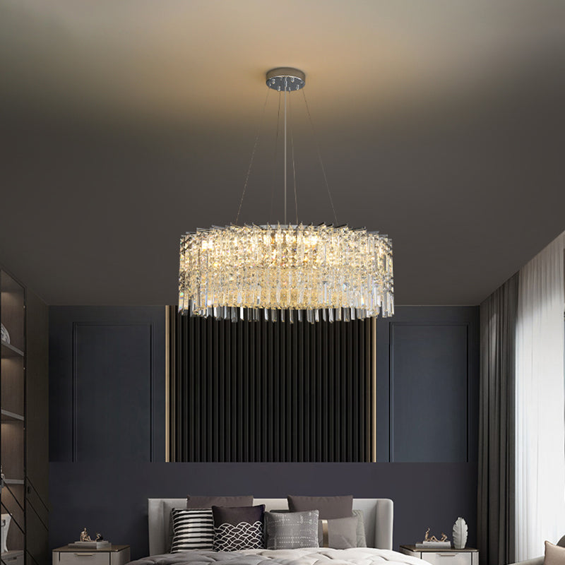 Modern Luxury Iron Crystal Round 10/12/14 Light Chandelier For Bedroom