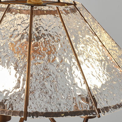Contemporary Retro Walnut Acrylic Iron Round 5-Light Chandelier For Living Room