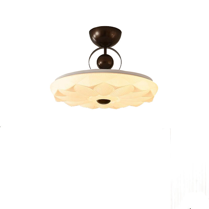 Plafonnier semi-encastré rond en fer rétro contemporain avec motif en PVC et LED pour chambre 