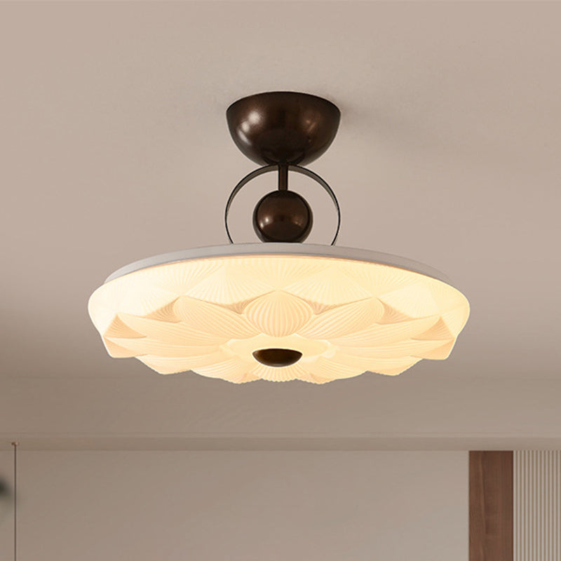 Plafonnier semi-encastré rond en fer rétro contemporain avec motif en PVC et LED pour chambre 