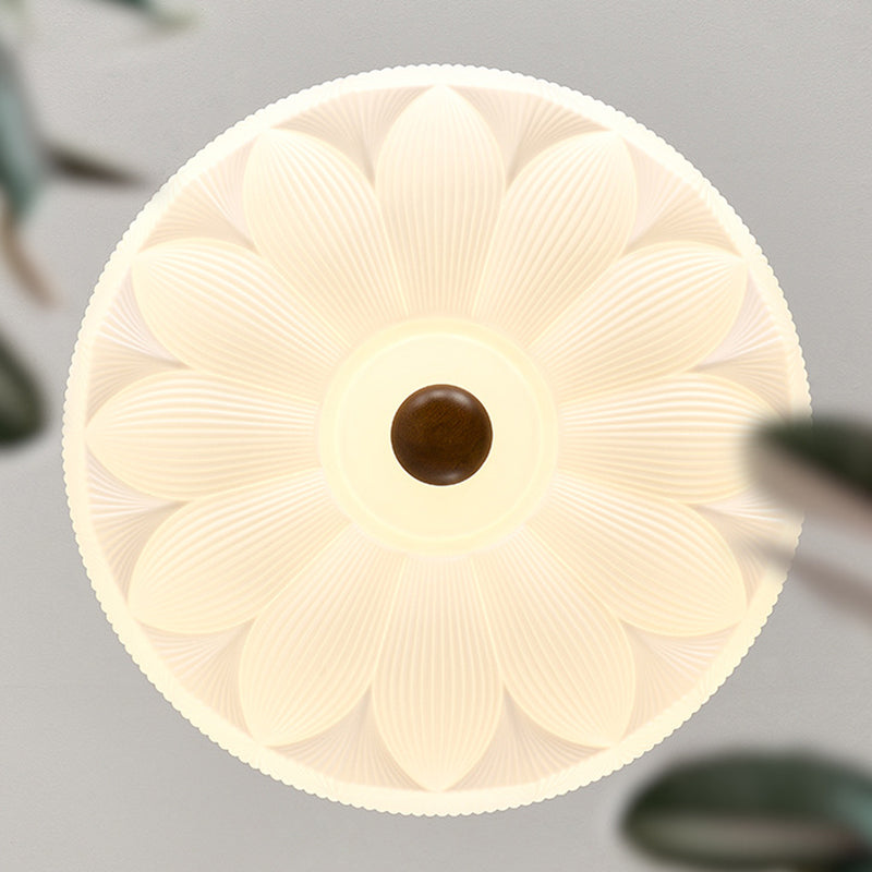 Contemporary Retro Iron PVC Pattern Round LED Semi-Flush Mount Ceiling Light For Bedroom