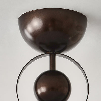 Contemporary Retro Iron PVC Pattern Round LED Semi-Flush Mount Ceiling Light For Bedroom