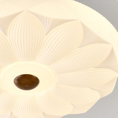 Contemporary Retro Iron PVC Pattern Round LED Semi-Flush Mount Ceiling Light For Bedroom