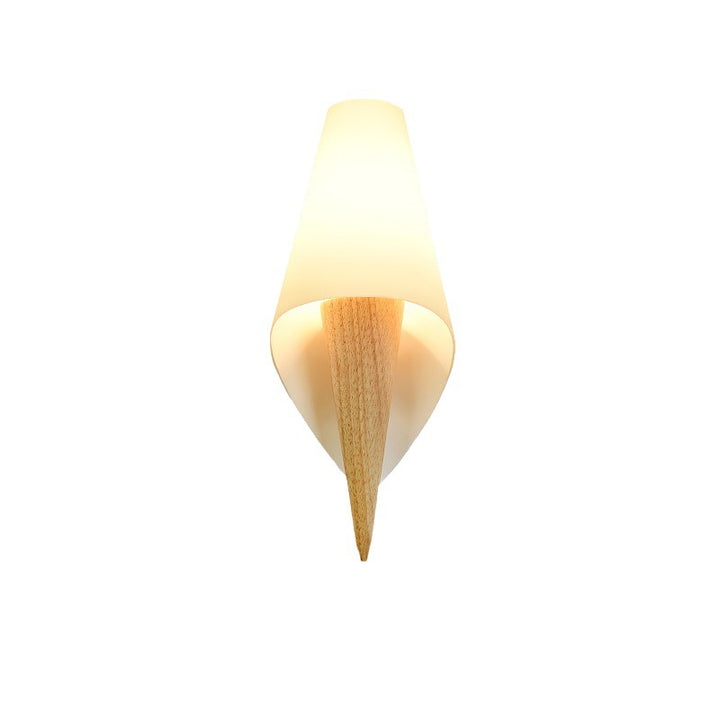 Lámpara de pared contemporánea escandinava de madera y vidrio para helado de 1 luz para dormitorio 