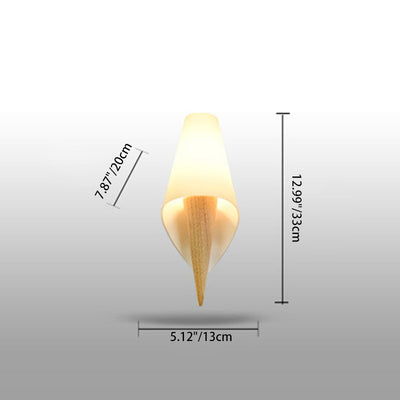Contemporary Scandinavian Wood Glass Ice Cream 1-Light Wall Sconce Lamp For Bedroom