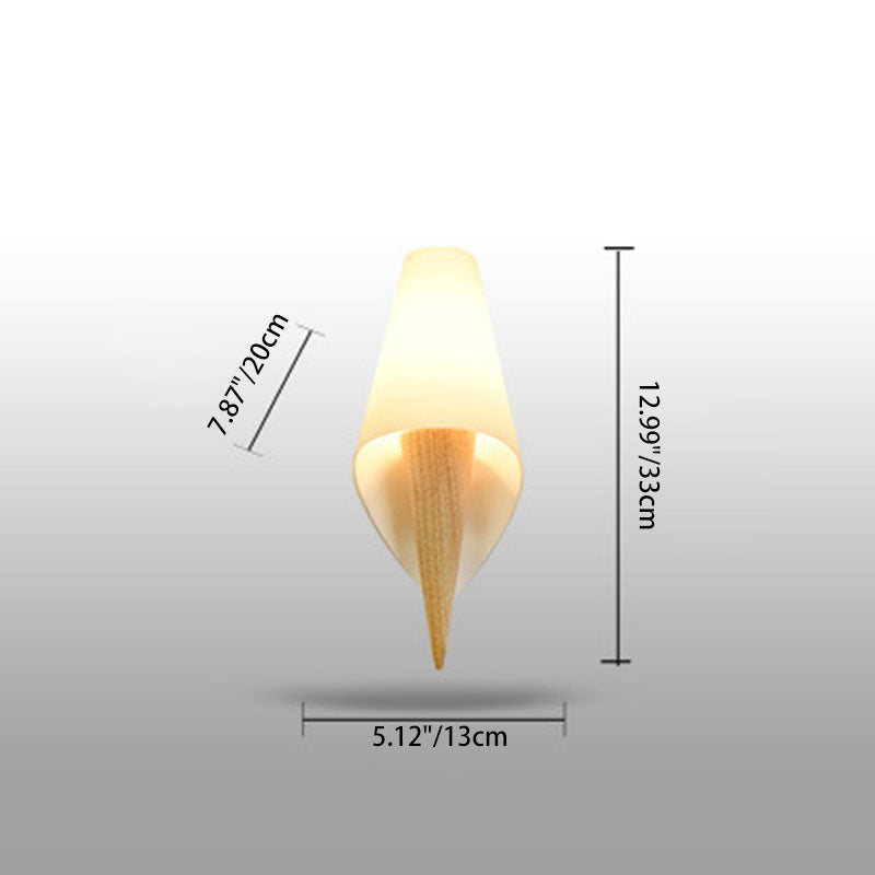 Contemporary Scandinavian Wood Glass Ice Cream 1-Light Wall Sconce Lamp For Bedroom