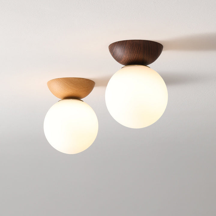 Plafonnier semi-encastré à 1 lumière en verre de fer japonais traditionnel pour couloir 