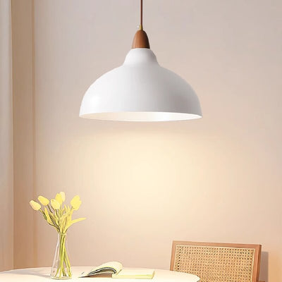 Contemporary Scandinavian Iron Wood Bowl 1/2/3 Light Pendant Light For Dining Room