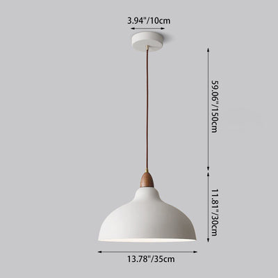 Contemporary Scandinavian Iron Wood Bowl 1/2/3 Light Pendant Light For Dining Room