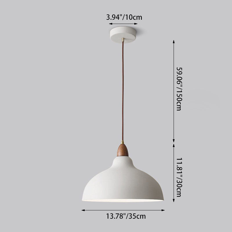 Contemporary Scandinavian Iron Wood Bowl 1/2/3 Light Pendant Light For Dining Room