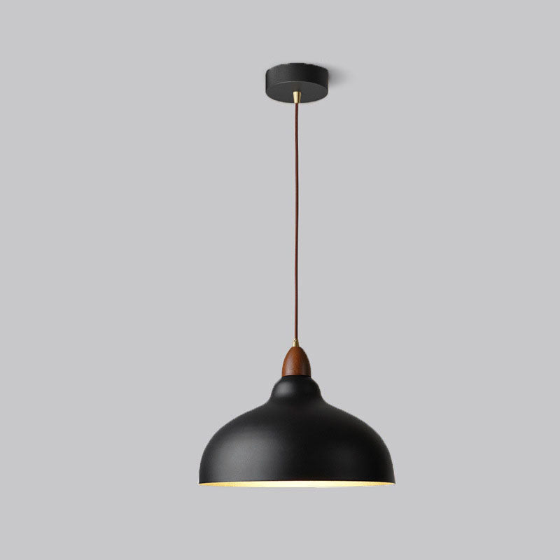 Contemporary Scandinavian Iron Wood Bowl 1/2/3 Light Pendant Light For Dining Room