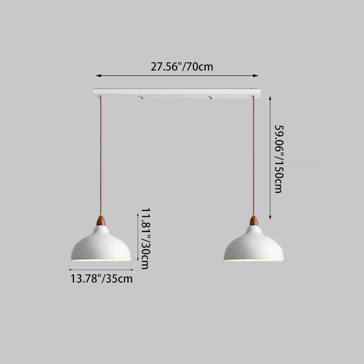 Contemporary Scandinavian Iron Wood Bowl 1/2/3 Light Pendant Light For Dining Room
