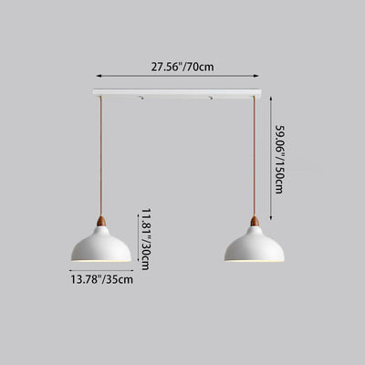 Contemporary Scandinavian Iron Wood Bowl 1/2/3 Light Pendant Light For Dining Room