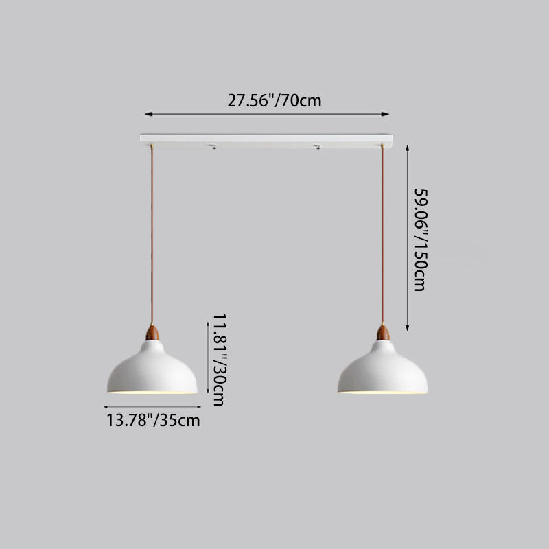 Contemporary Scandinavian Iron Wood Bowl 1/2/3 Light Pendant Light For Dining Room