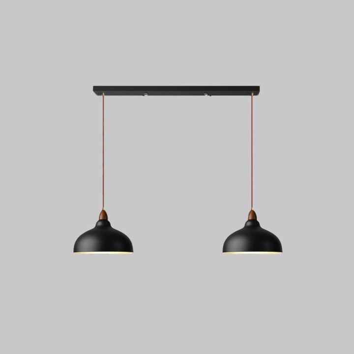 Contemporary Scandinavian Iron Wood Bowl 1/2/3 Light Pendant Light For Dining Room