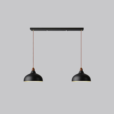 Contemporary Scandinavian Iron Wood Bowl 1/2/3 Light Pendant Light For Dining Room