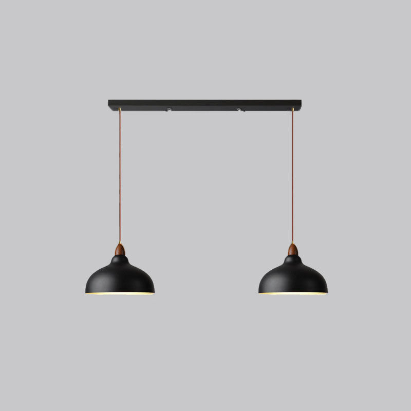Contemporary Scandinavian Iron Wood Bowl 1/2/3 Light Pendant Light For Dining Room