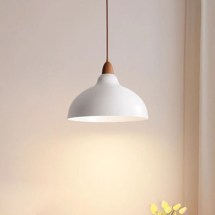 Contemporary Scandinavian Iron Wood Bowl 1/2/3 Light Pendant Light For Dining Room